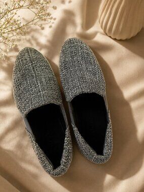TitleVince Women's Warren Knit Black and White Tweed Platform Slip-On Sneakers